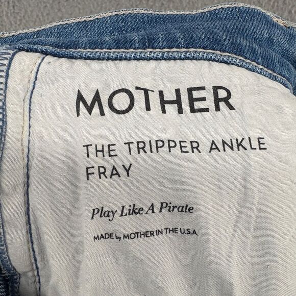 Mother The Tripper Ankle Fray High Rise Flare Jeans in Play Like A Pirate - Picture 12 of 16